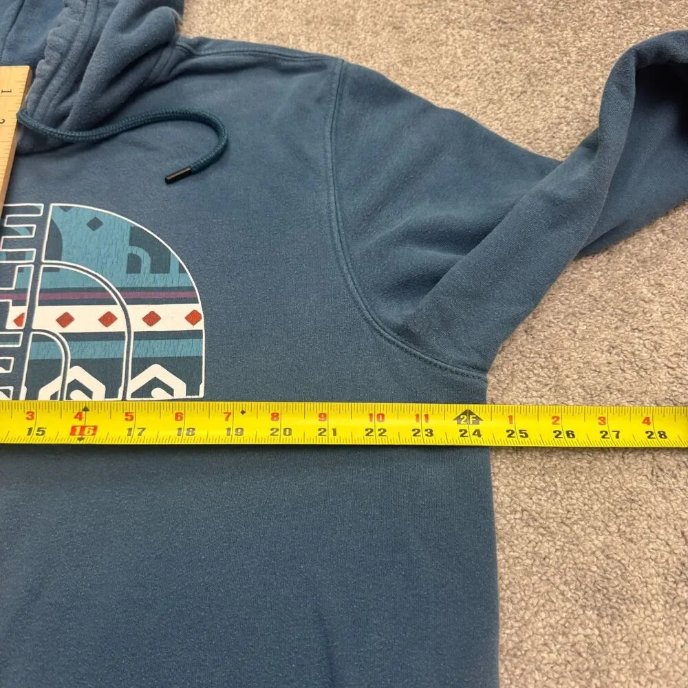 The North Face Aztec Pullover Hoodie Graphic Sweatshirt Mens Large Blue Casual